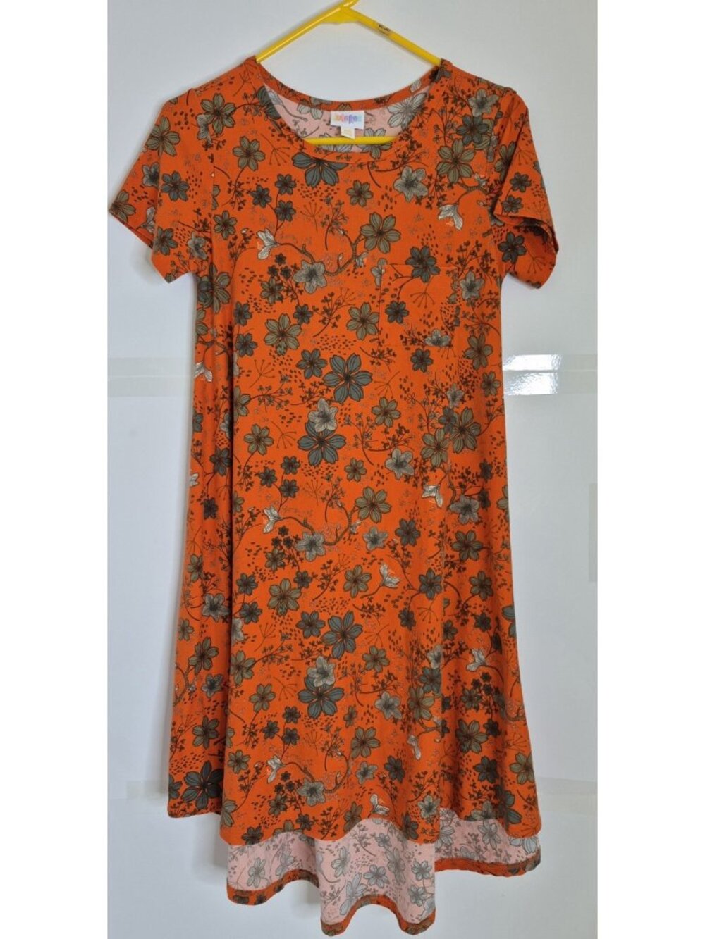 Lularoe Simply Comfortable Dress Orange Floral Women's Size XXS